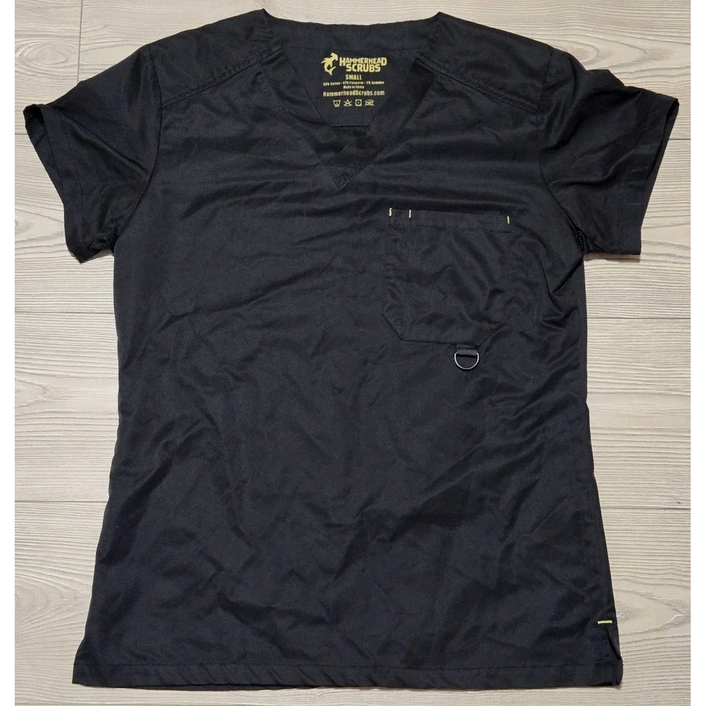 Hammerhead Scrub Top‎ Shirt Womens Size Small Black Hammer Head Scrubs